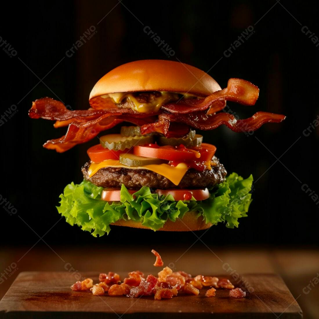 Hambúrguer suculento com bacon crocante
