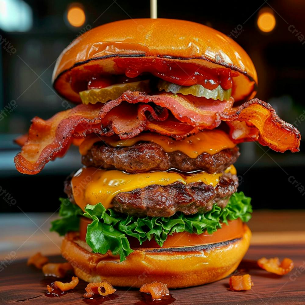 Hamburguer Completo Com Muito Bacon 20