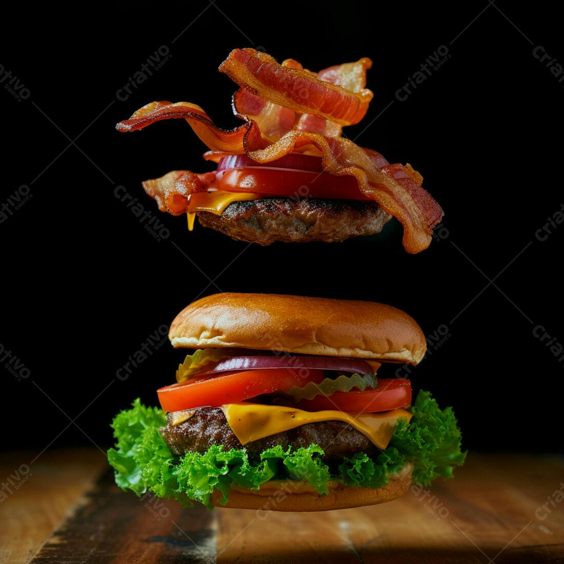 Hambúrguer suculento com bacon crocante