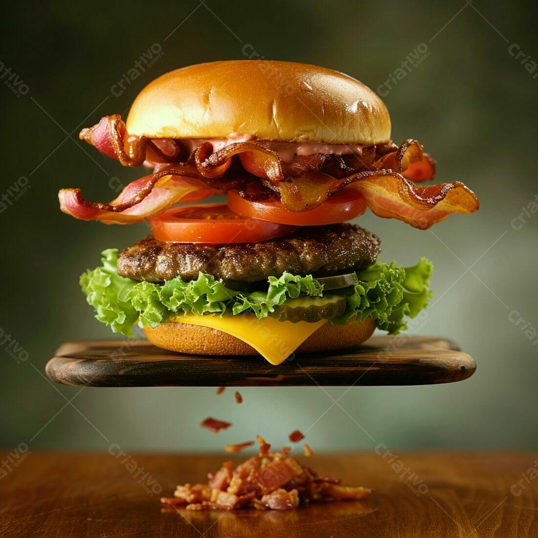 Hambúrguer suculento com bacon crocante