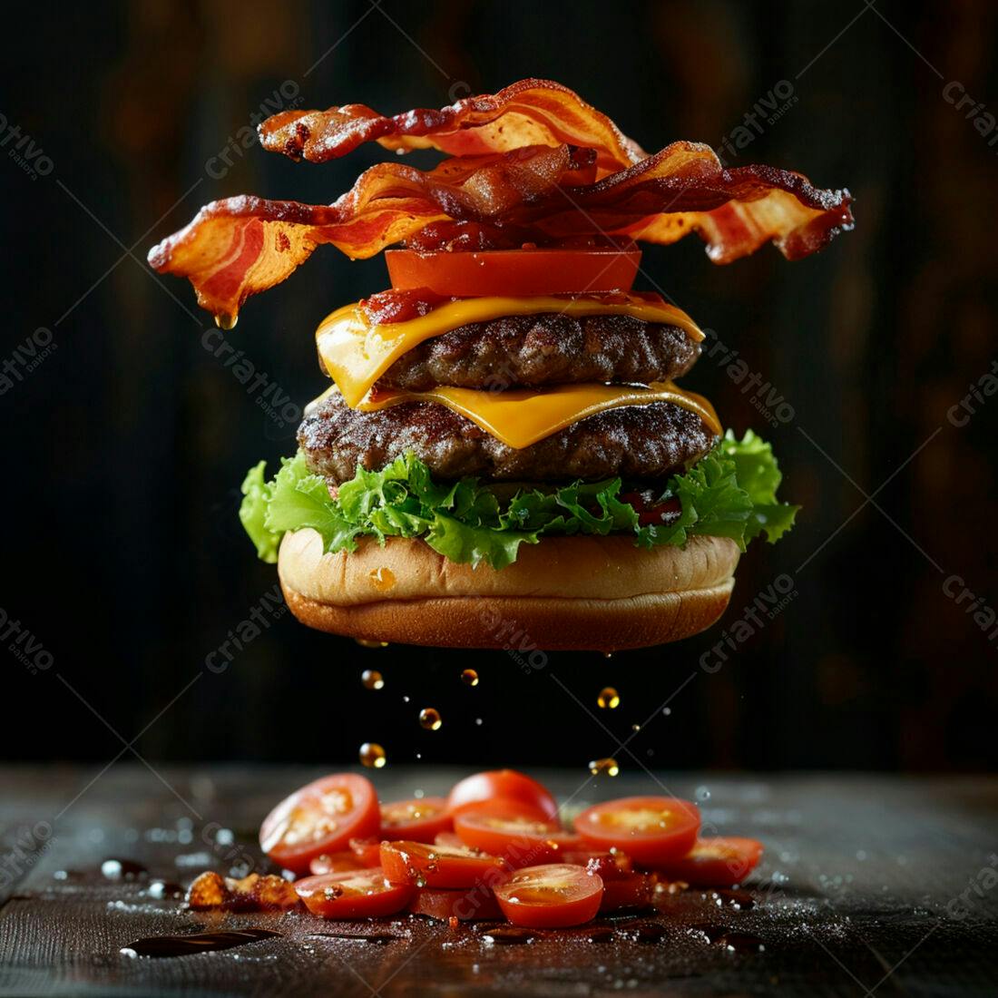 Hambúrguer Duplo com Bacon Suspenso