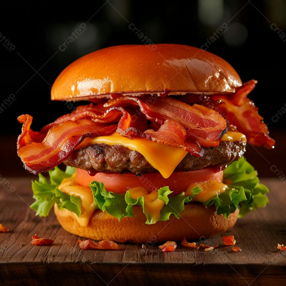 Hambúrguer com bacon e queijo cheddar