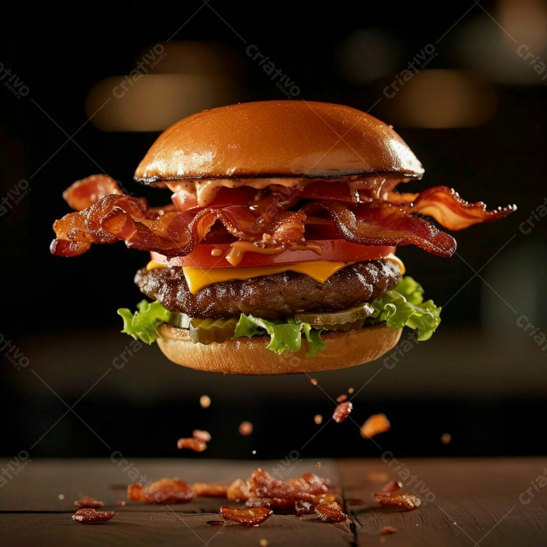 Hambúrguer suculento com bacon crocante