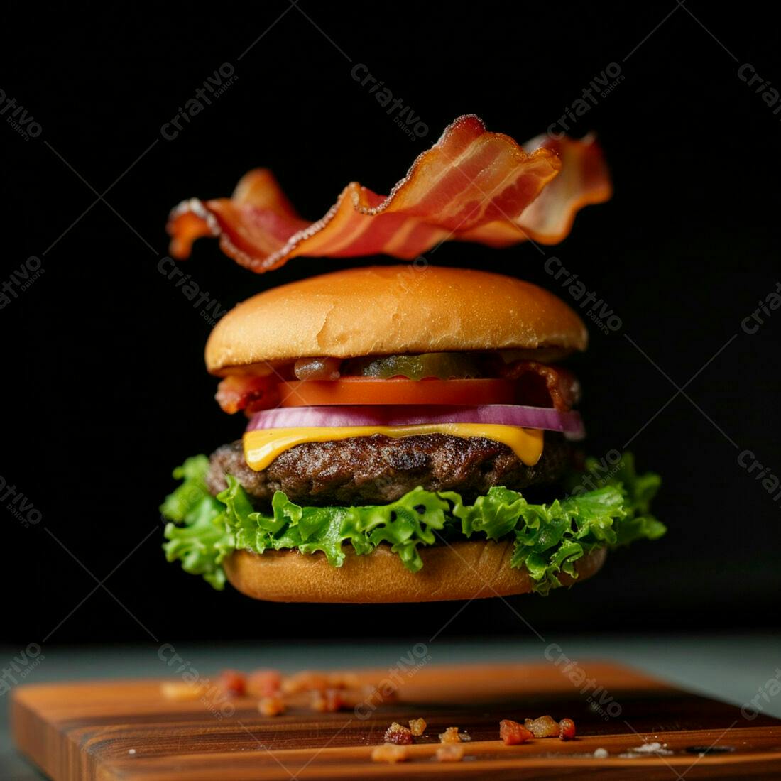 Hambúrguer suculento com bacon crocante