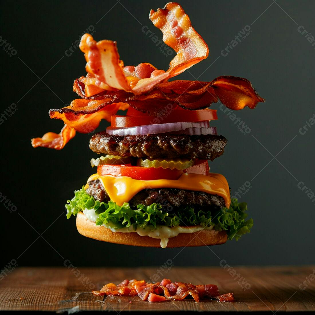 Hambúrguer suculento com bacon crocante