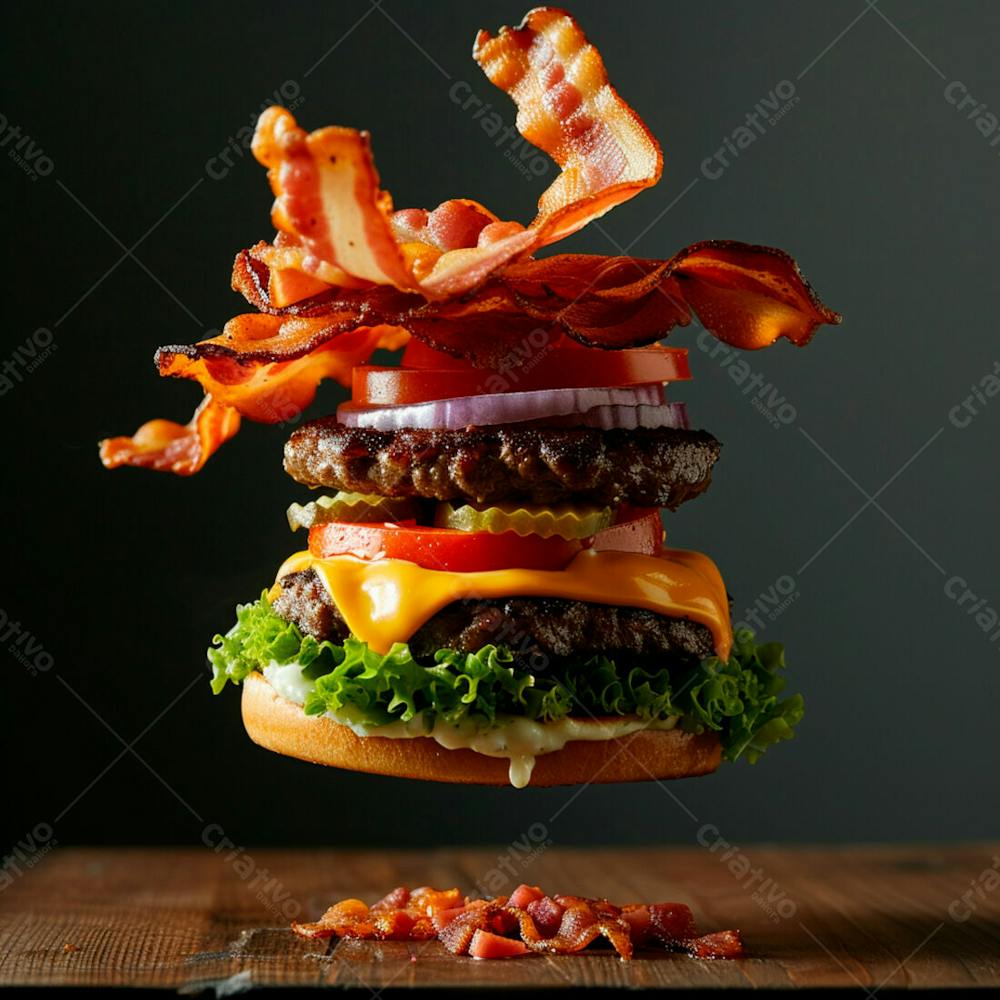 Hamburguer Completo Com Muito Bacon 46