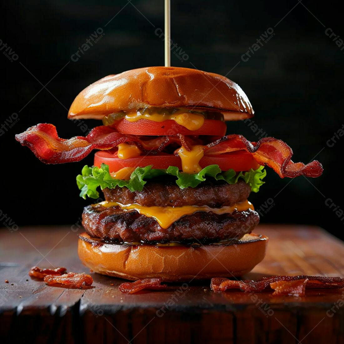 Duplo hambúrguer com bacon e queijo cheddar