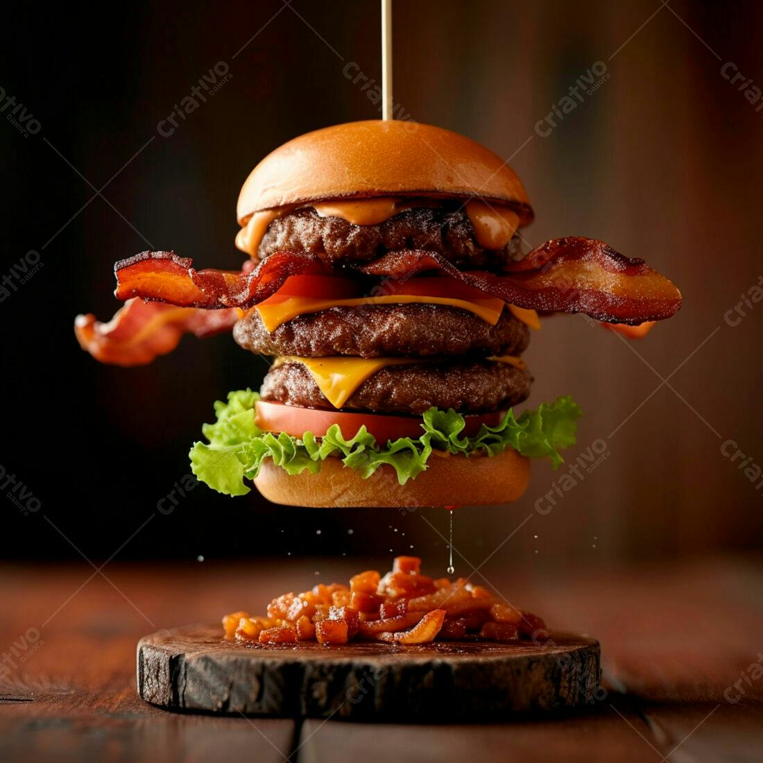 Duplo Hambúrguer com Bacon Suspenso