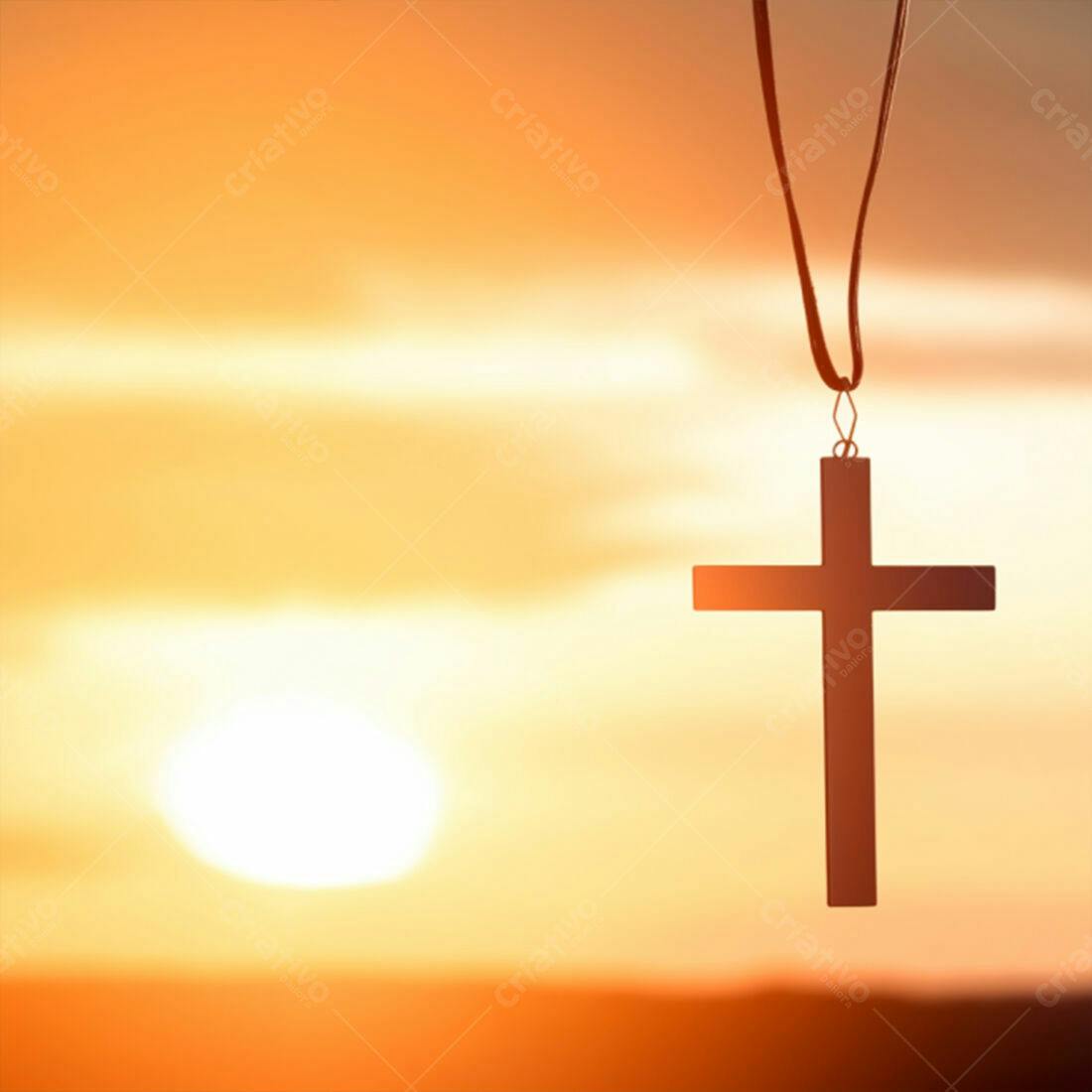 Cruz no Pôr do Sol Laranja