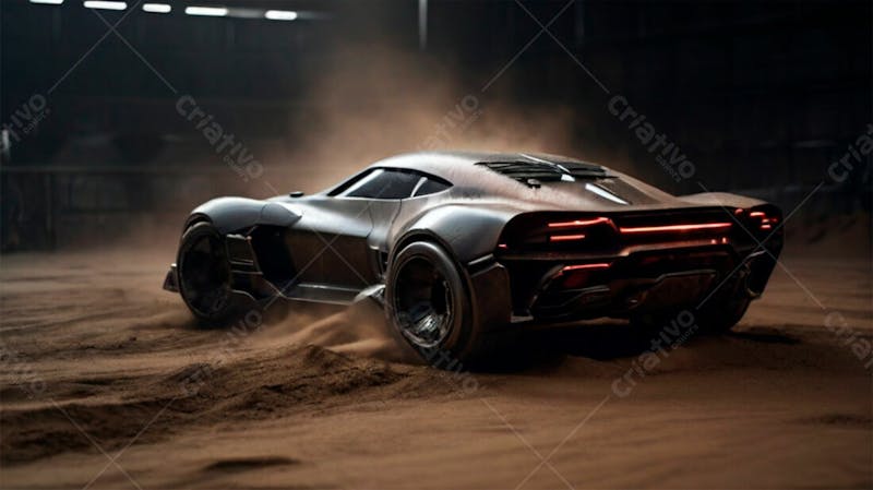 Carro esportivo mustang futurista terra de areia