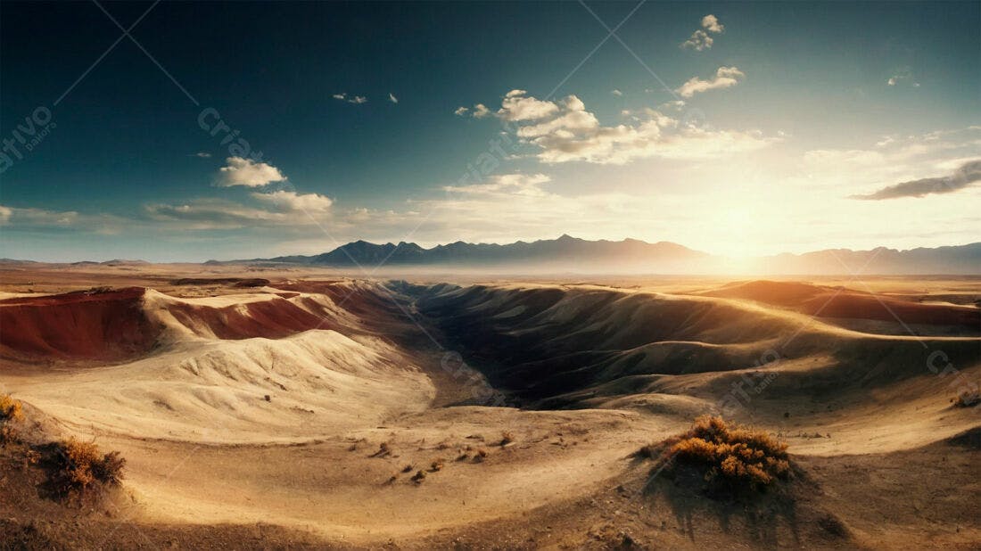 Paisagem desértica ao pôr do sol