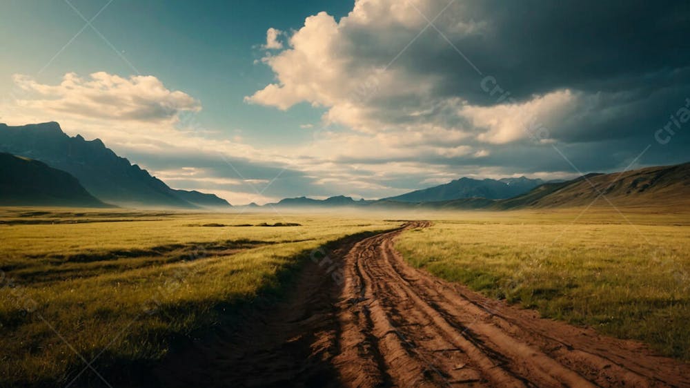 Estrada De Terra E Céu Azul Cinematico