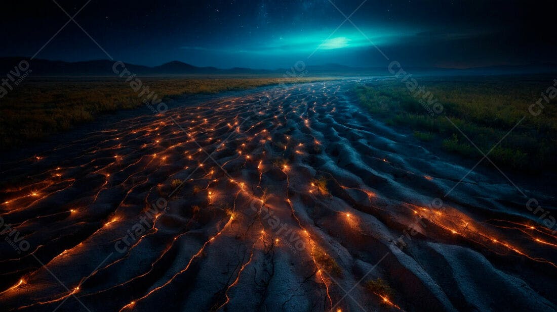 Luzes na paisagem noturna escura