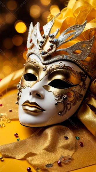 Máscara dourada de carnaval ultra hd
