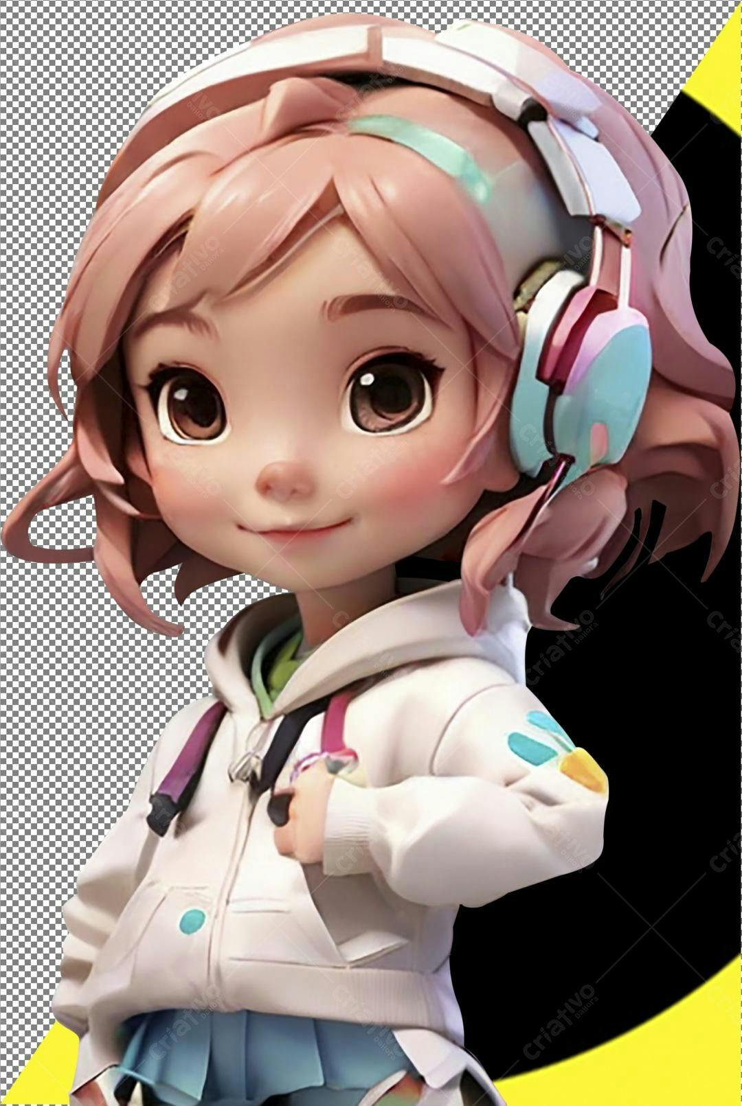 Icone Gamer Menina PNG com fundo transparente