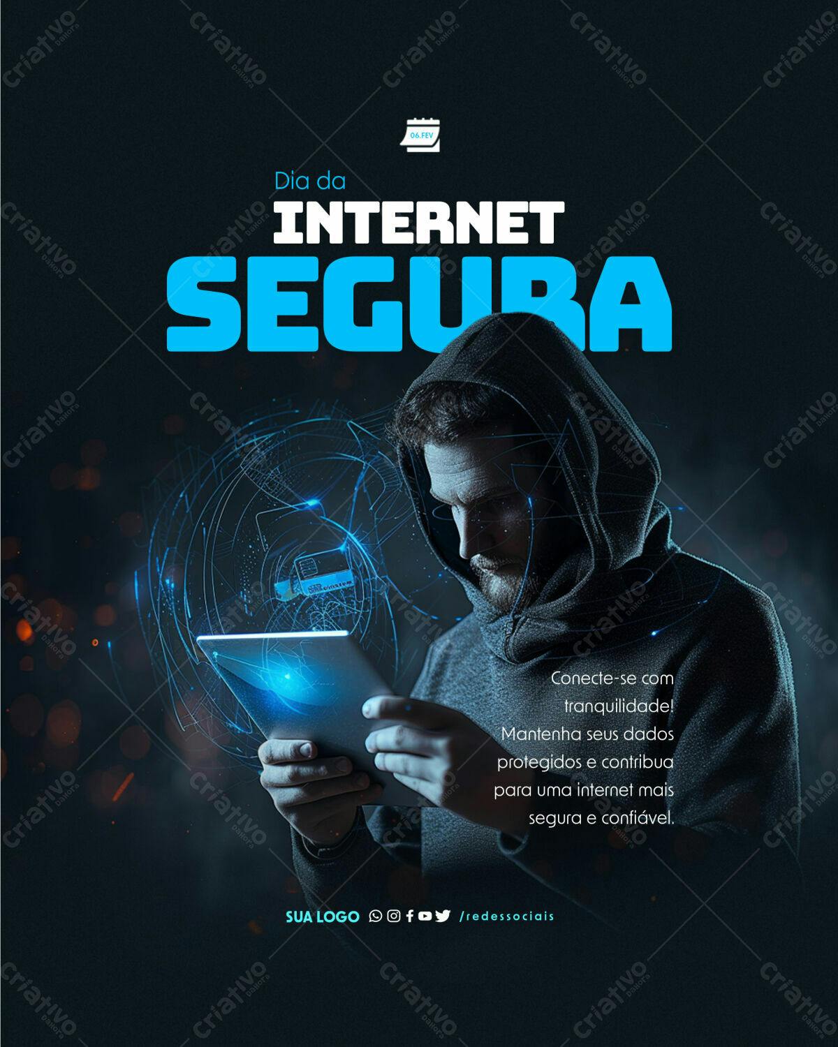 Post para o Dia da Internet Segura PSD Editável