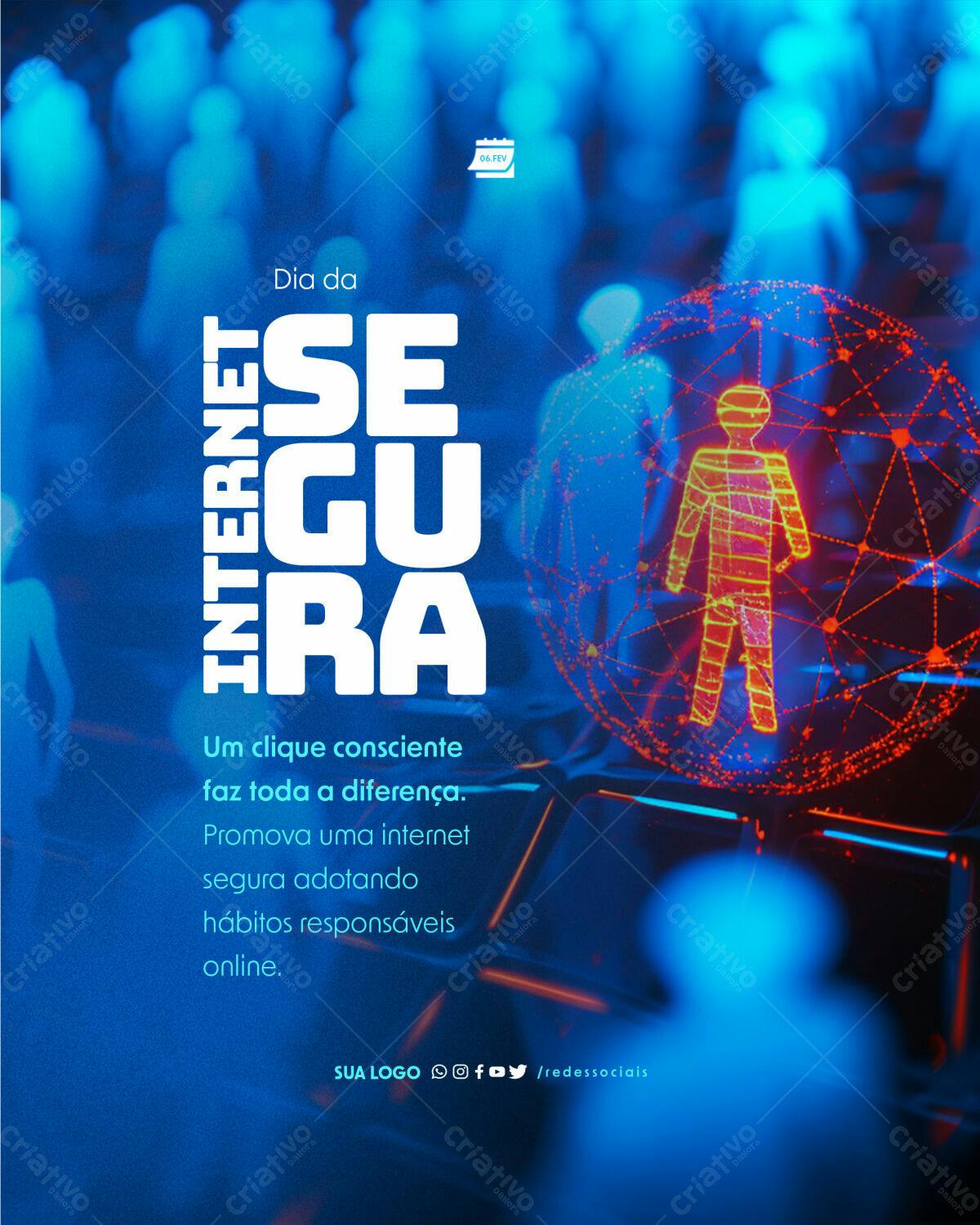Flyer Dia da Internet Segura PSD Editável