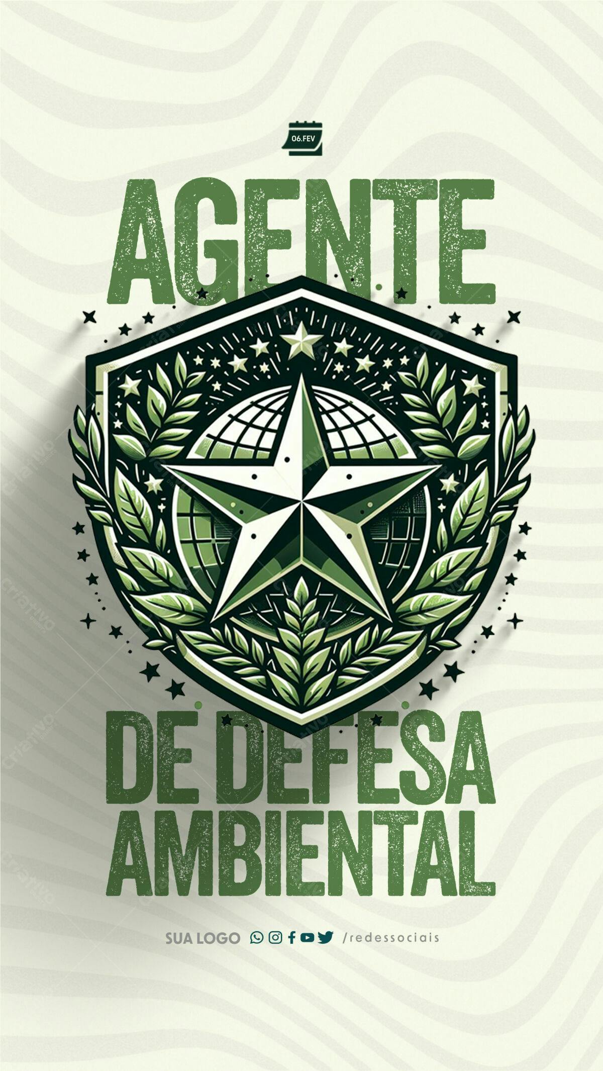 Poster Dia do Agente de Defesa Ambiental PSD Editável