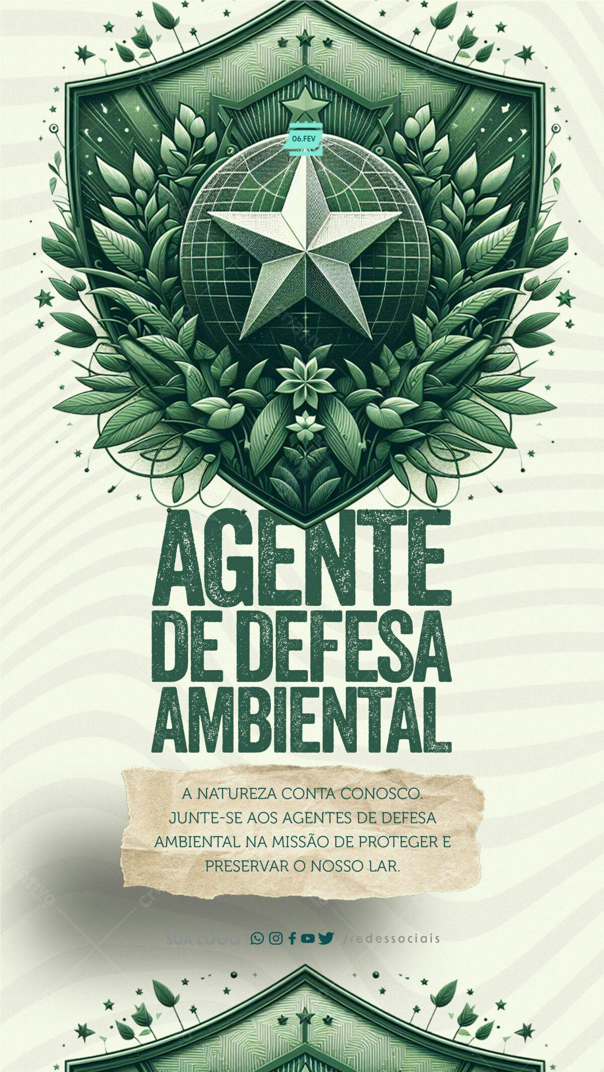 Flyer para Dia do Agente de Defesa Ambiental PSD Editável