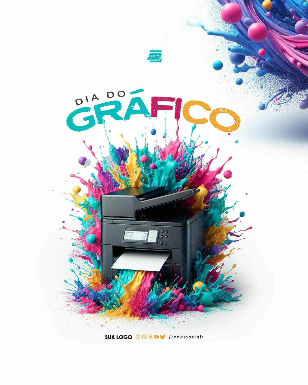 Flyer Dia do Gráfico PSD Editável