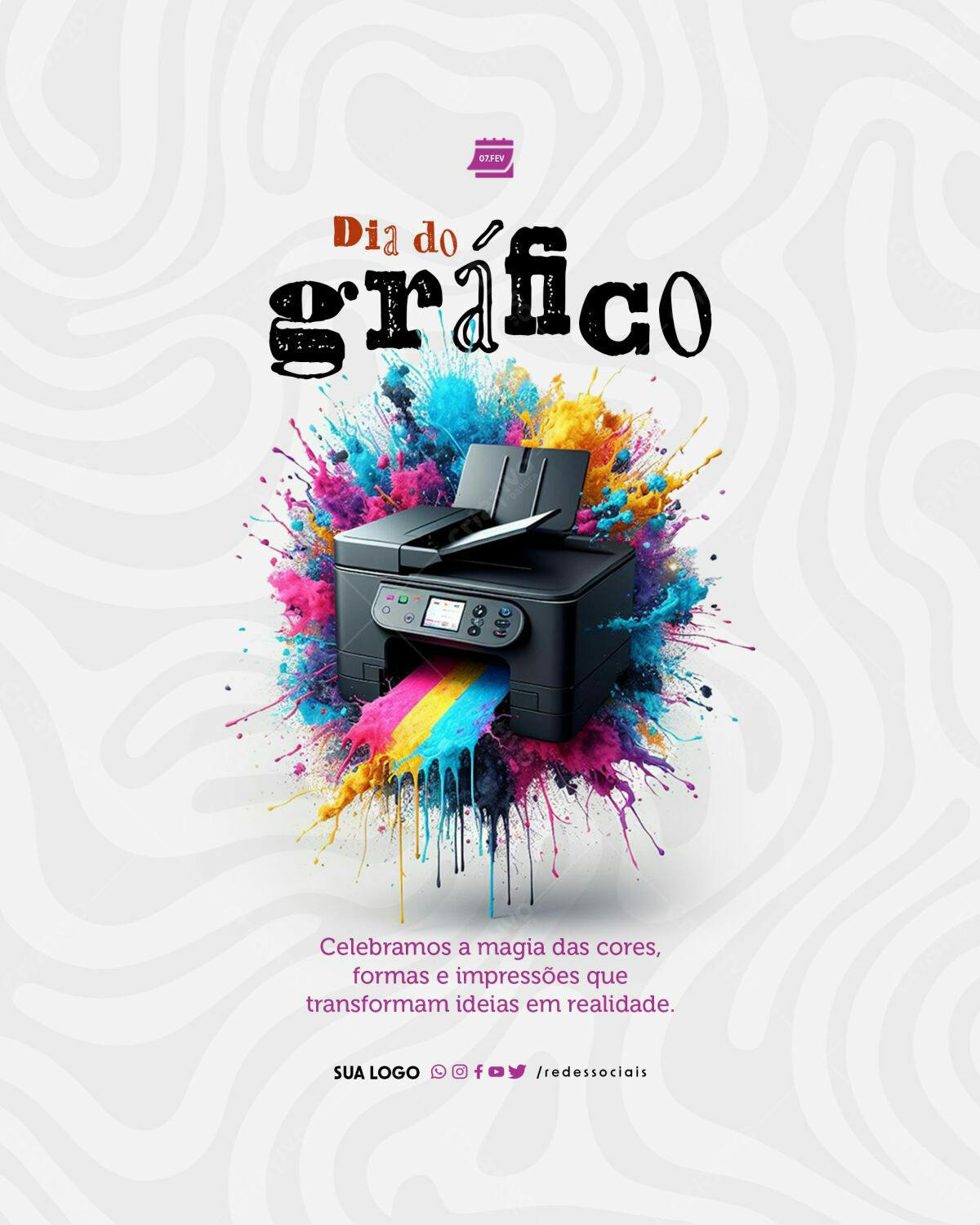 Flyer Dia do Gráfico PSD Editável