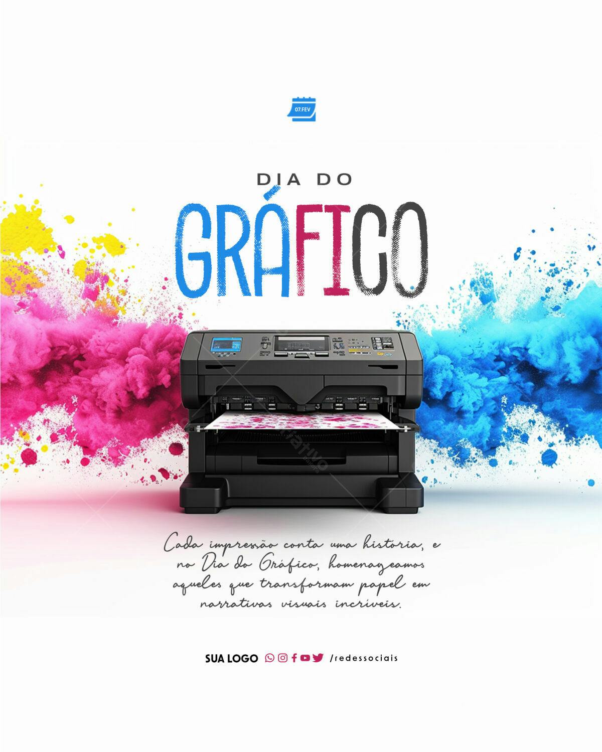 Flyer Dia do Gráfico PSD Editável