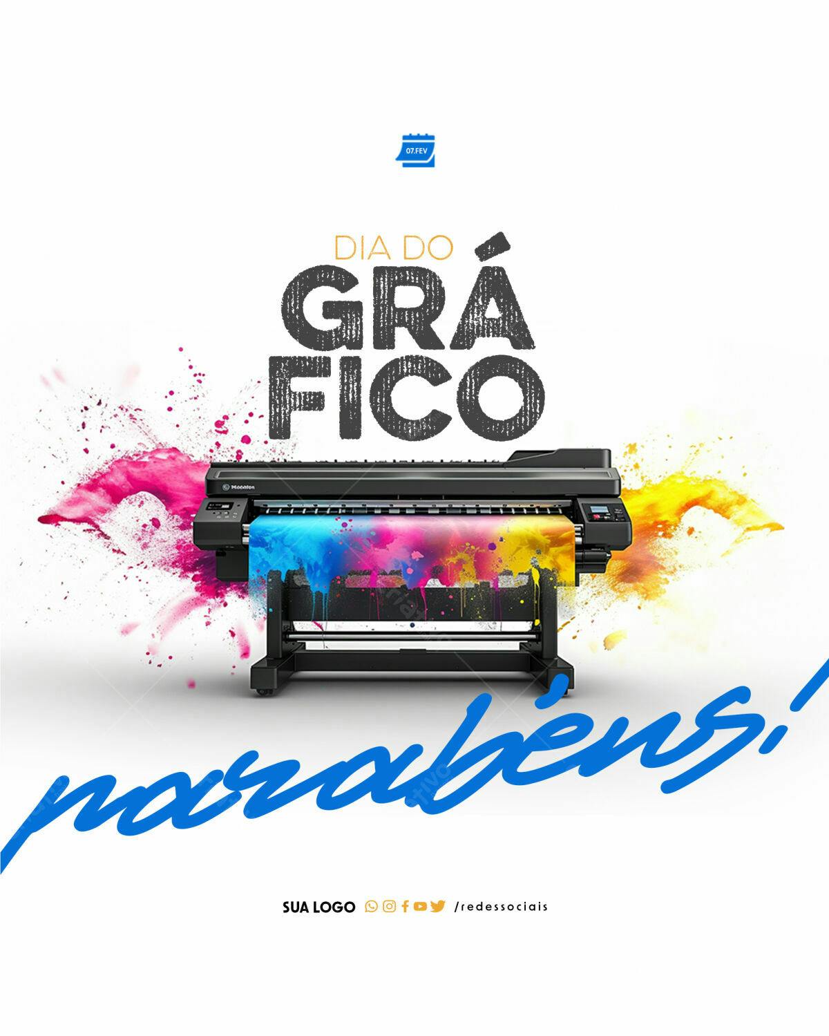 Flyer Dia do Gráfico PSD Editável