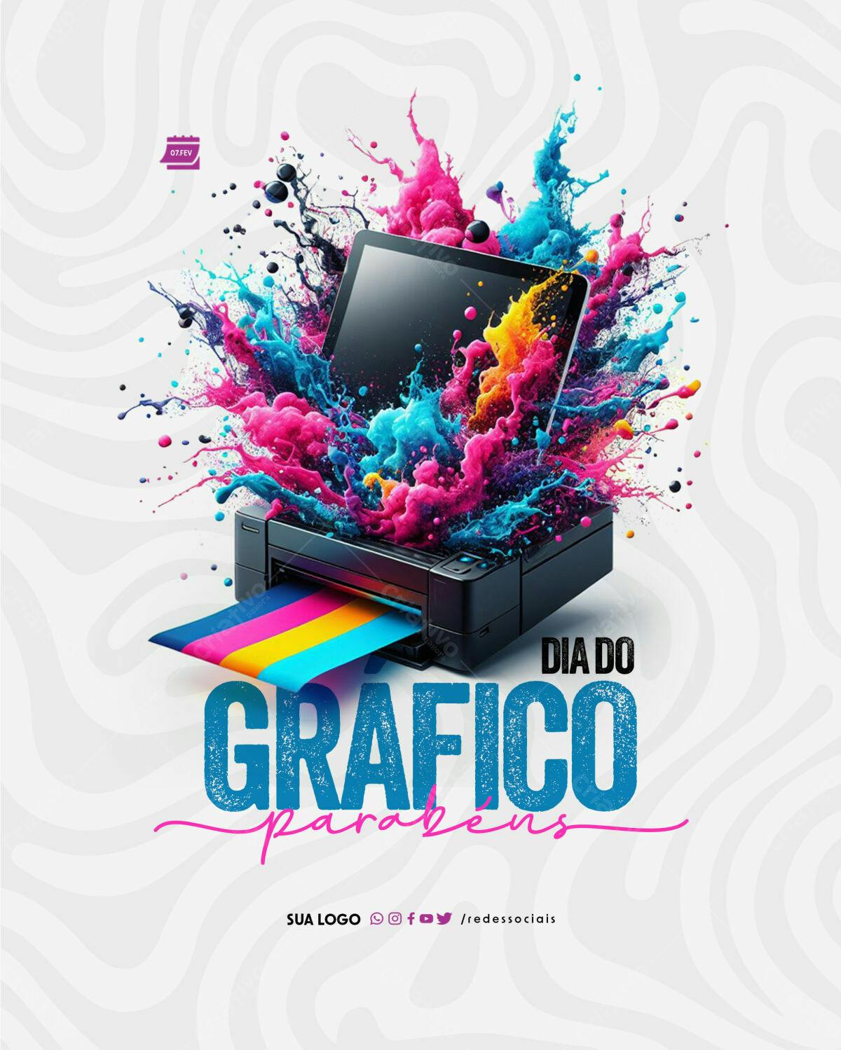 Flyer Dia do Gráfico PSD Editável