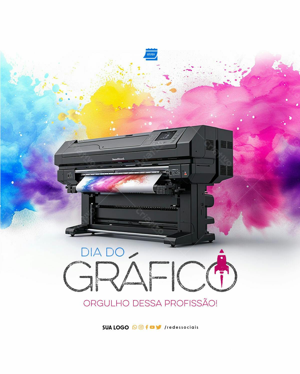 Flyer Dia do Gráfico PSD Editável