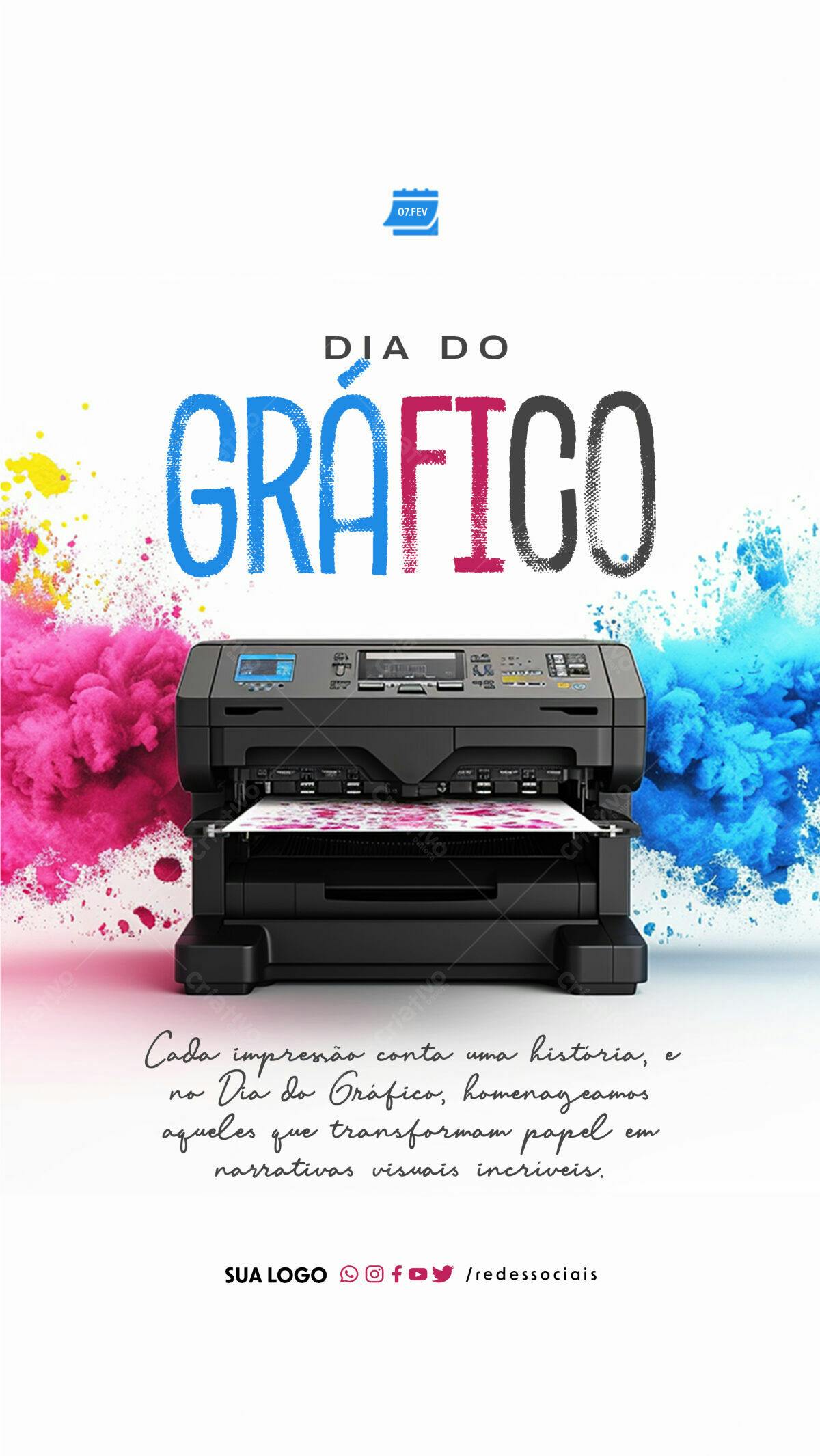 Flyer Dia do Gráfico PSD Editável