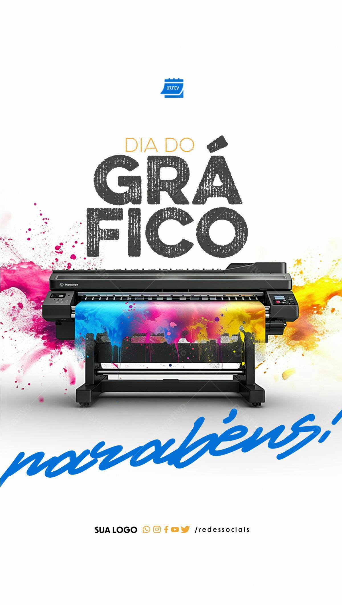 Flyer Dia do Gráfico PSD Editável