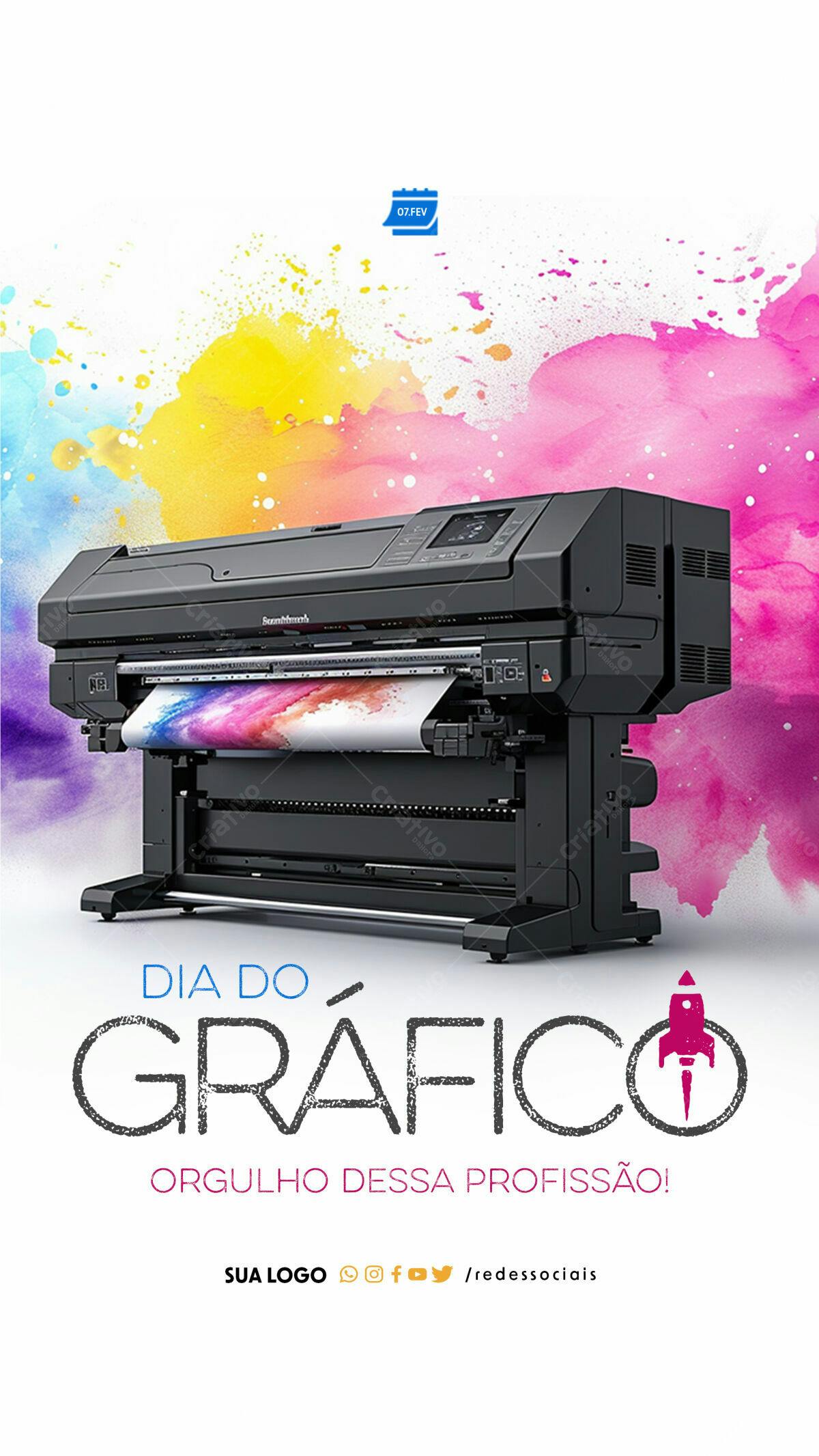 Flyer Dia do Gráfico PSD Editável
