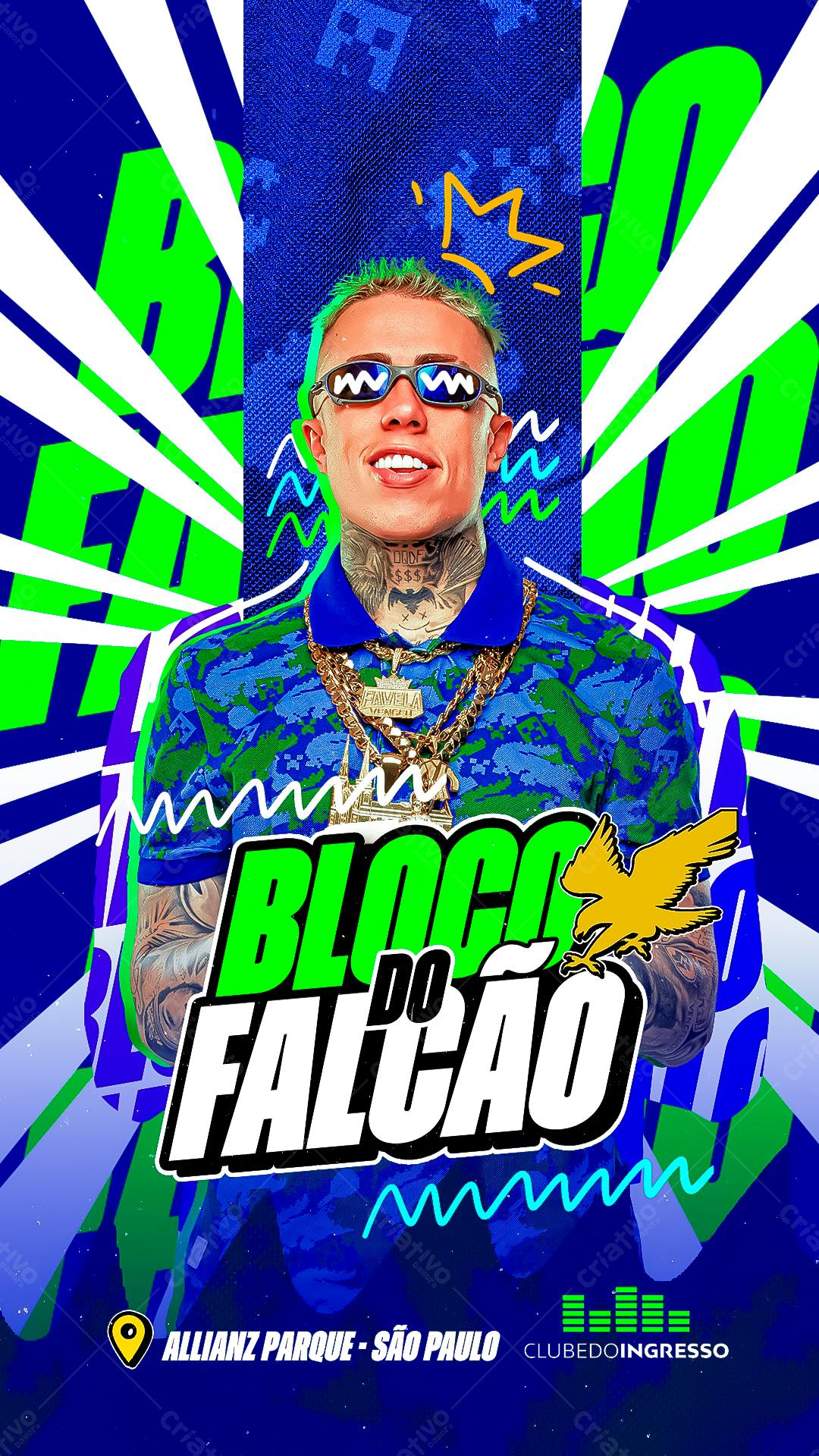 Flyer Bloco do Falcão PSD Editável
