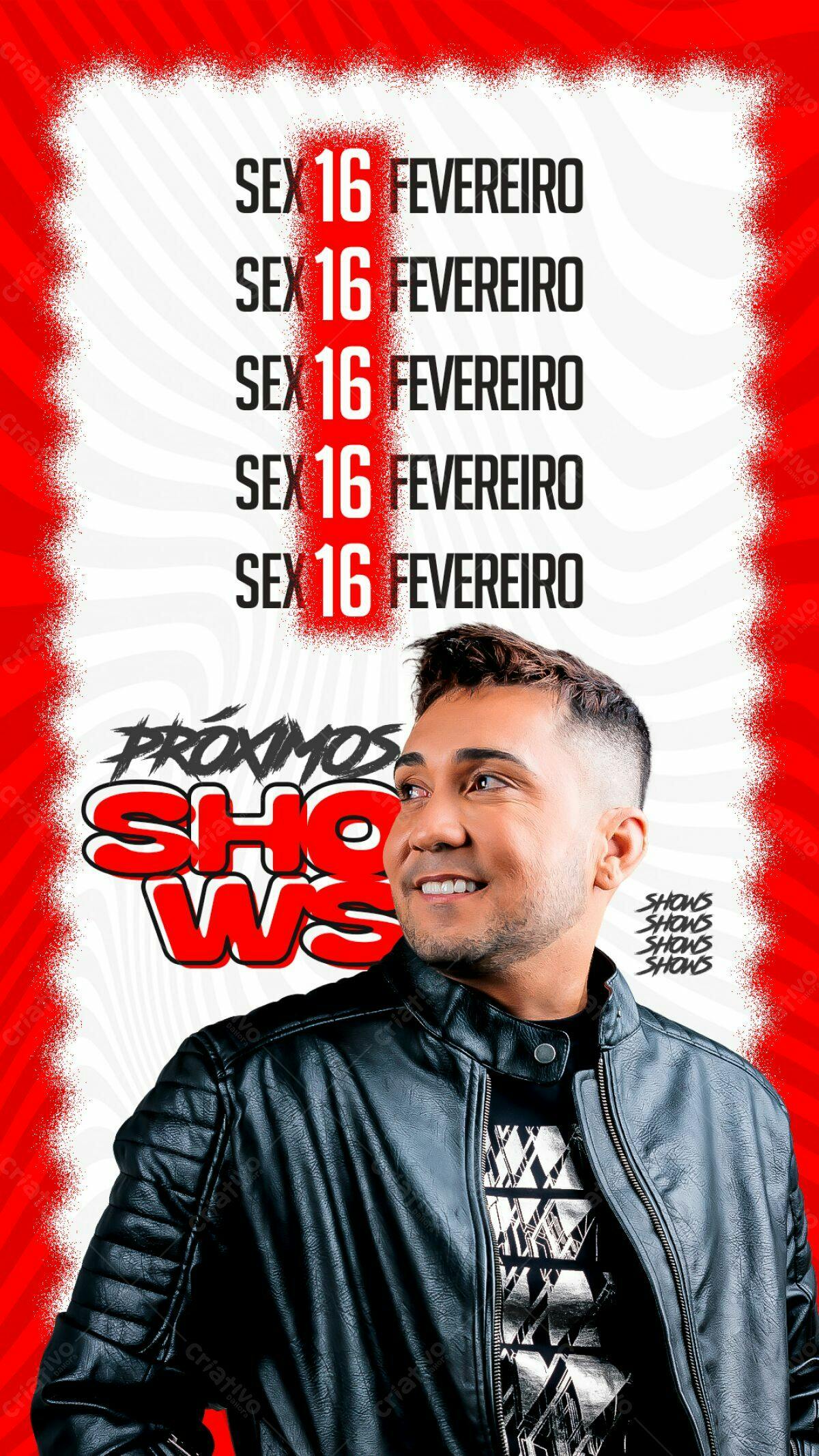 Flyer para Shows 16 de Fevereiro PSD Editável