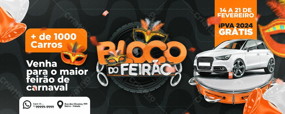 Social Media Banner Feirão Da Folia Laranja Psd Editável