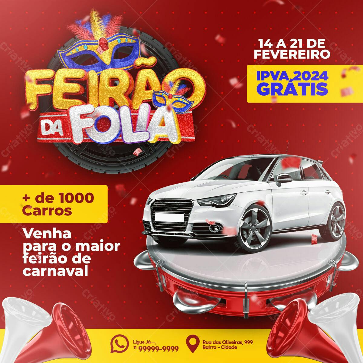 Flyer Feirão de Carnaval PSD Editável