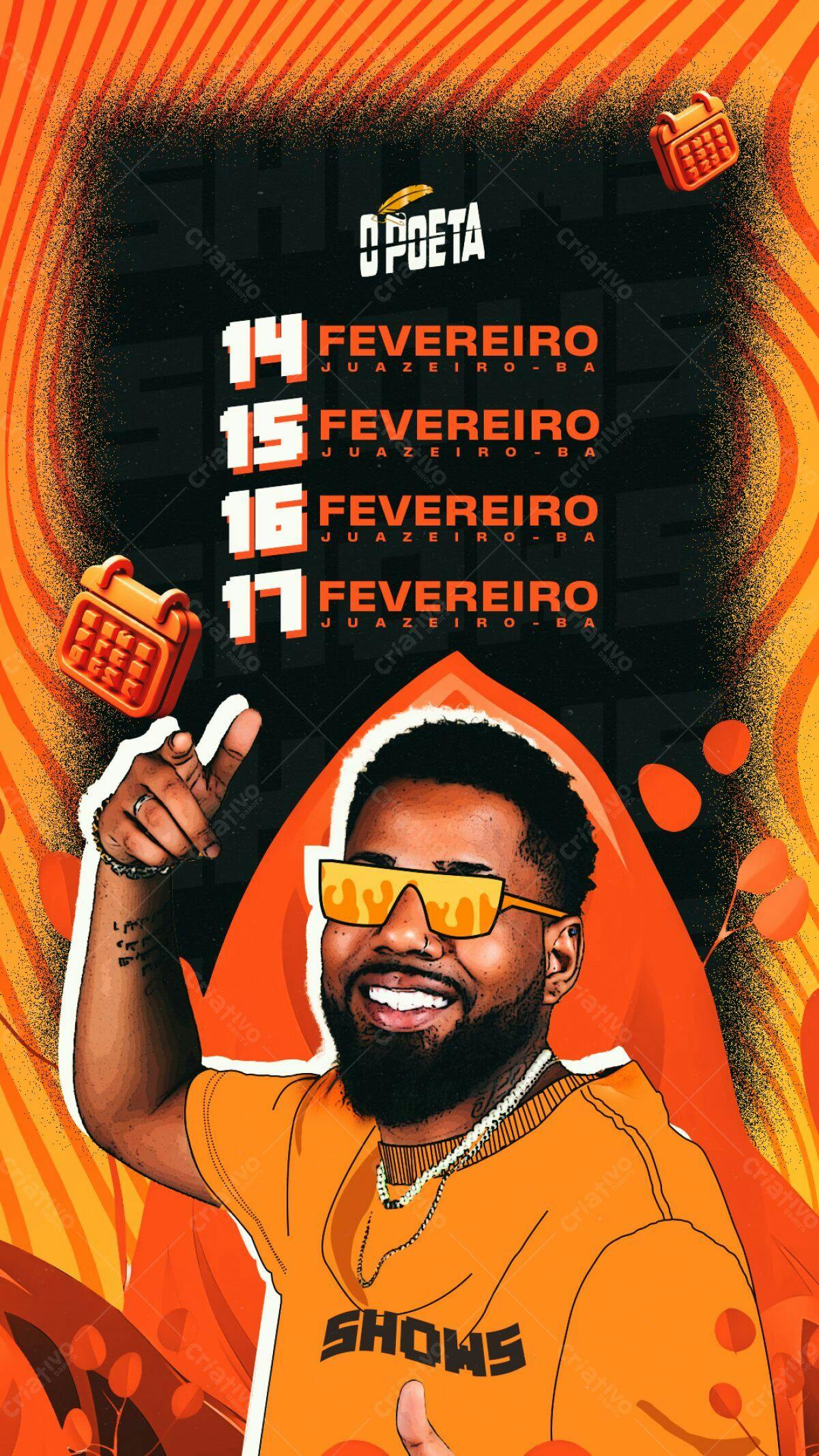 Flyer para Shows do DJ Poeta em Juazeiro-BA PSD Editável