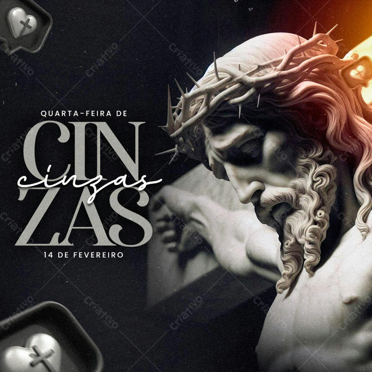 Flyer Quarta-Feira de Cinzas PSD Editável