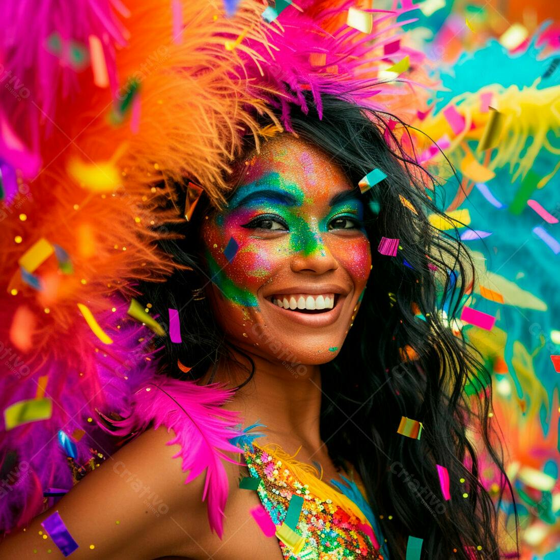 Bailarina com maquiagem vibrante em carnaval