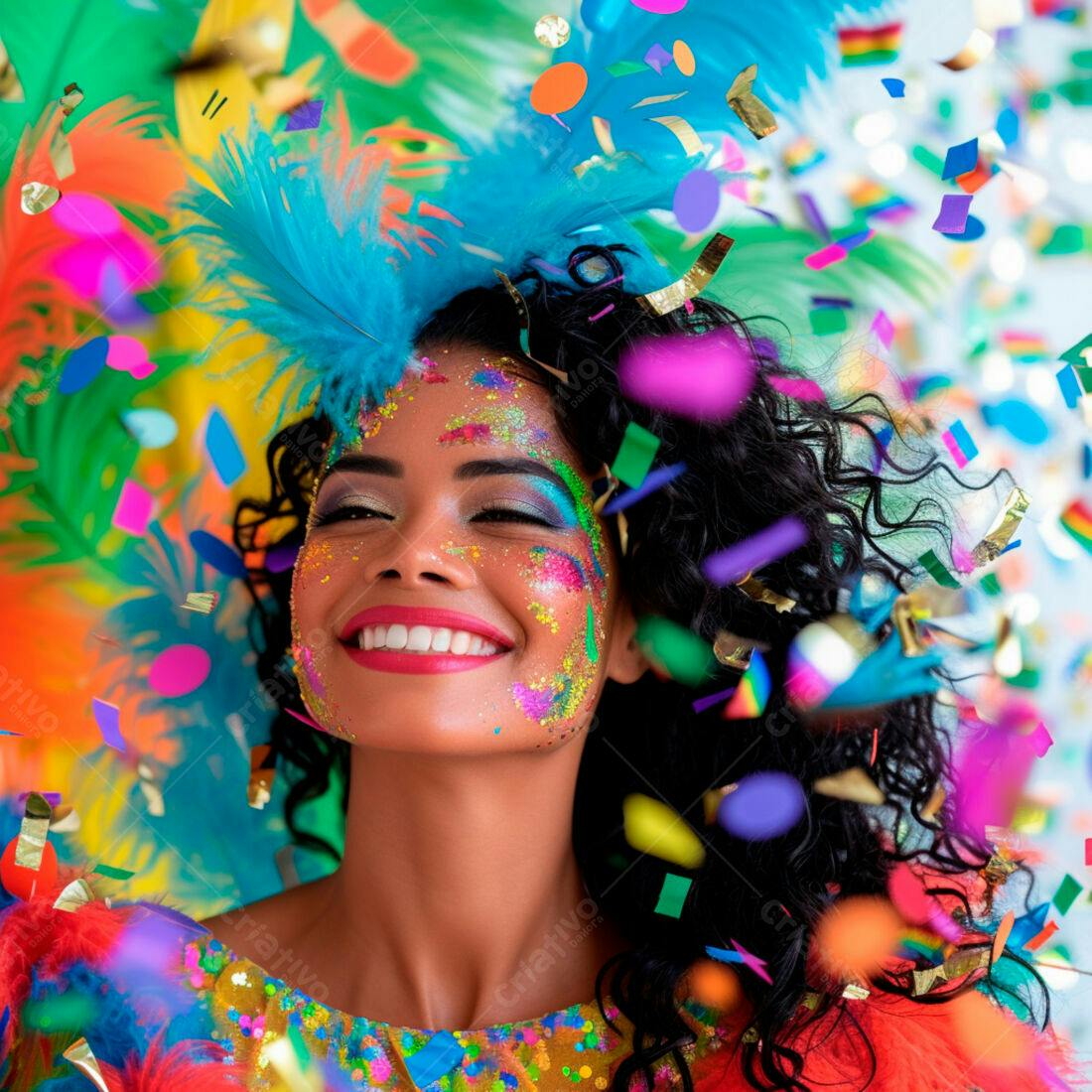 Mulher feliz em festa de Carnaval