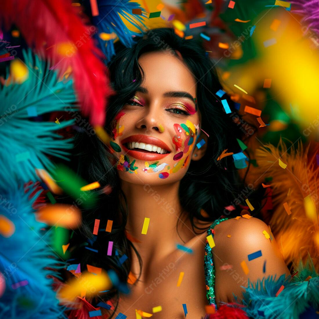 Mulher sorridente com pintura facial em festa