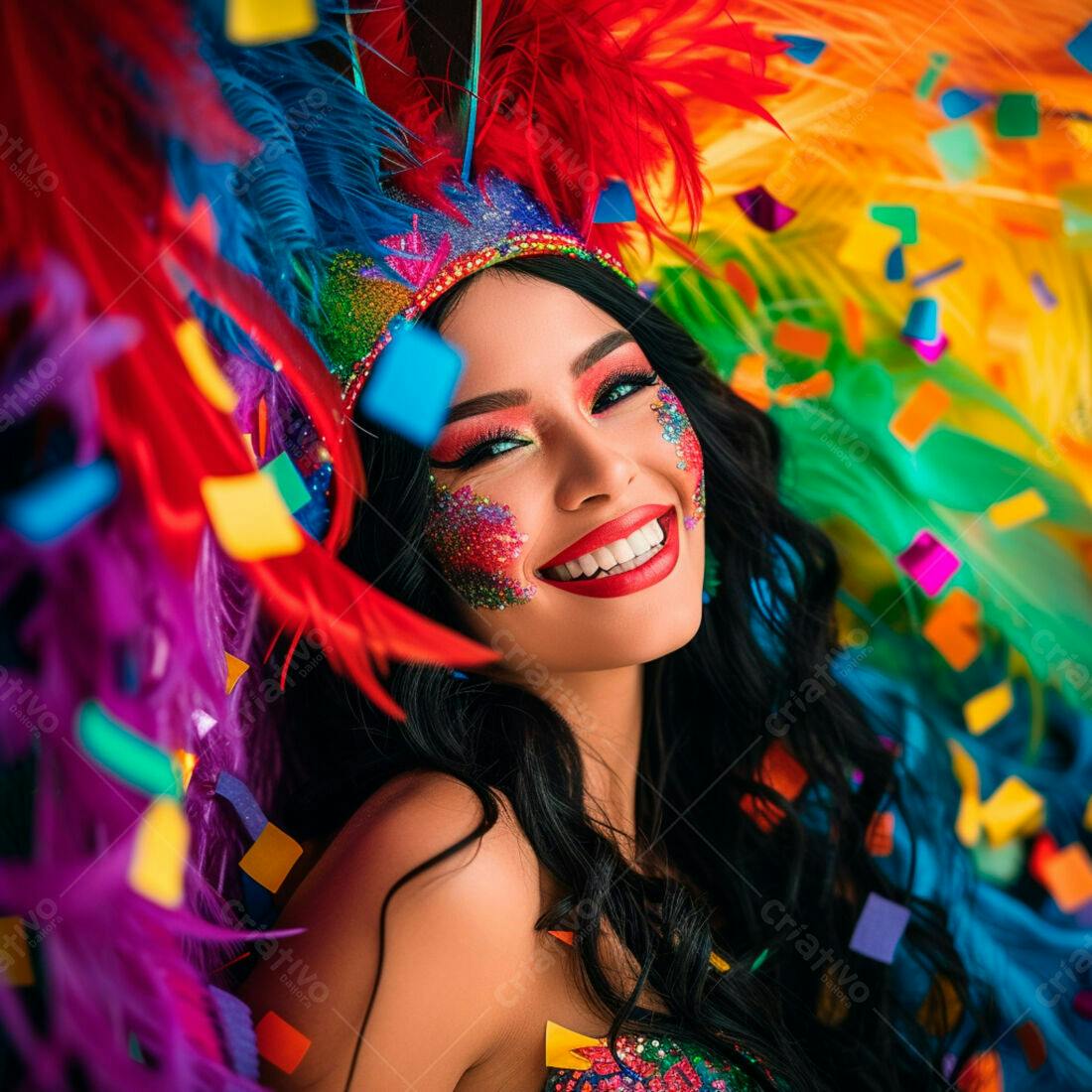 Mulher sorrindo com fantasia de Carnaval