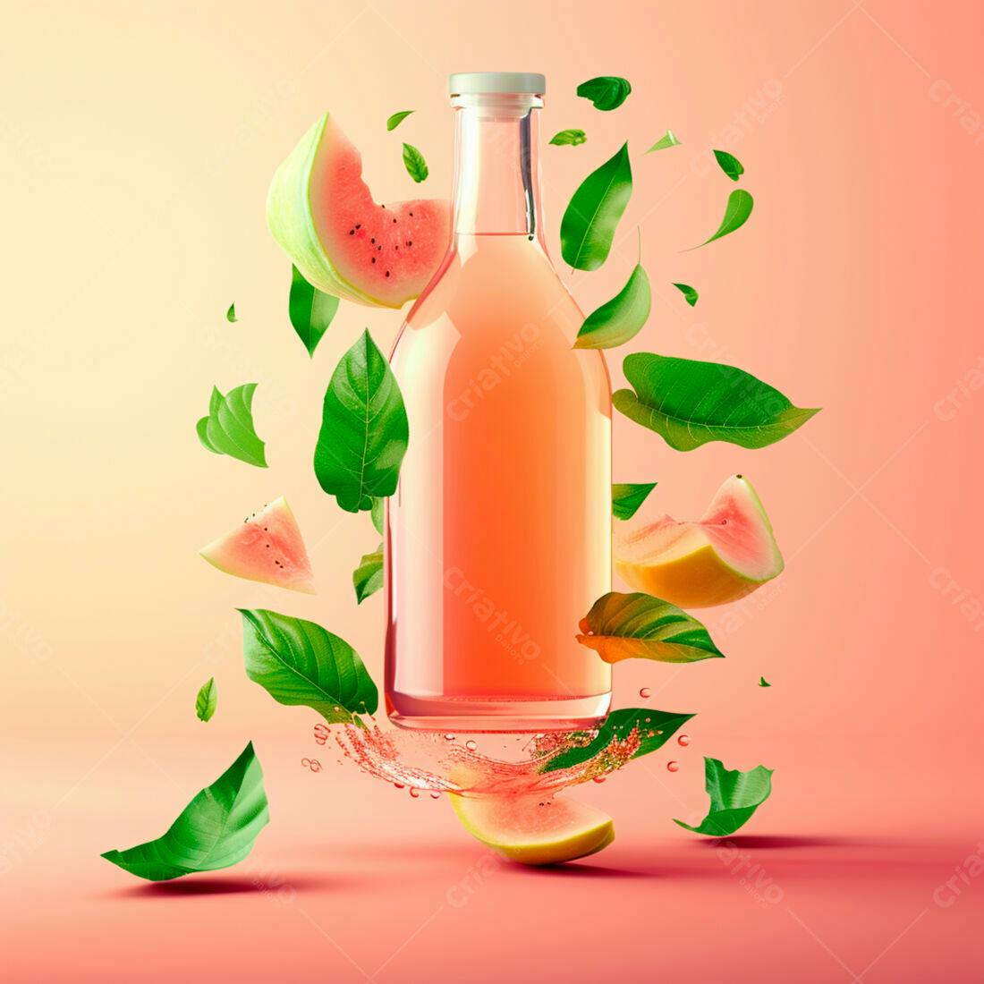 Suco de melancia refrescante com folhas
