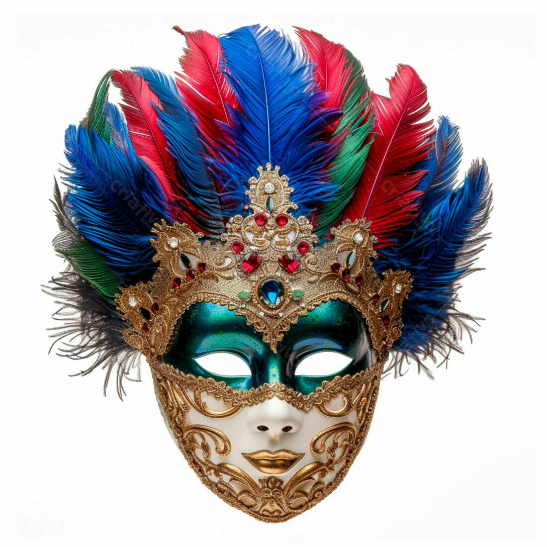 Máscara de Carnaval Veneziana com Penas