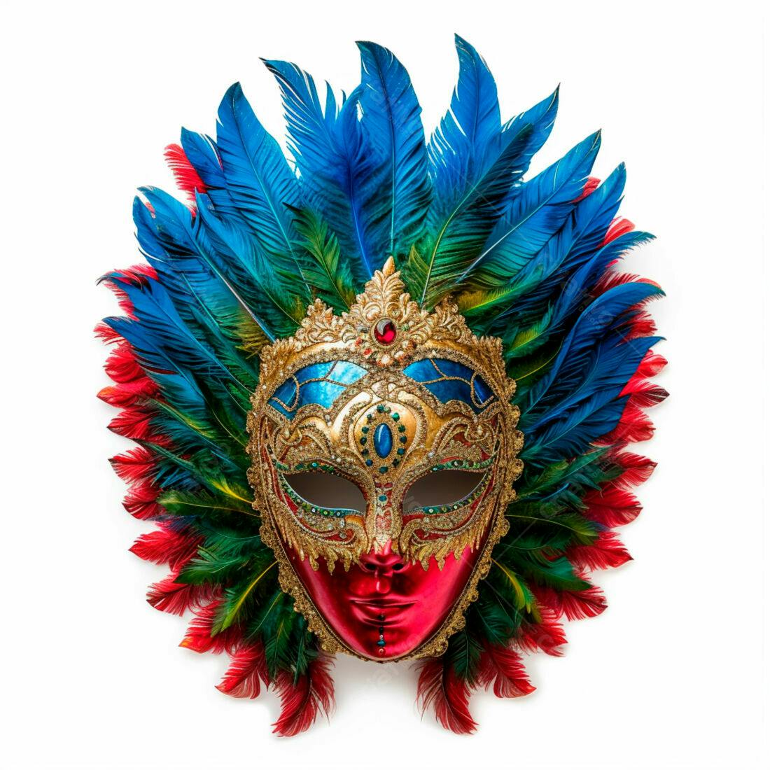Máscara de Carnaval Vermelha com Penas