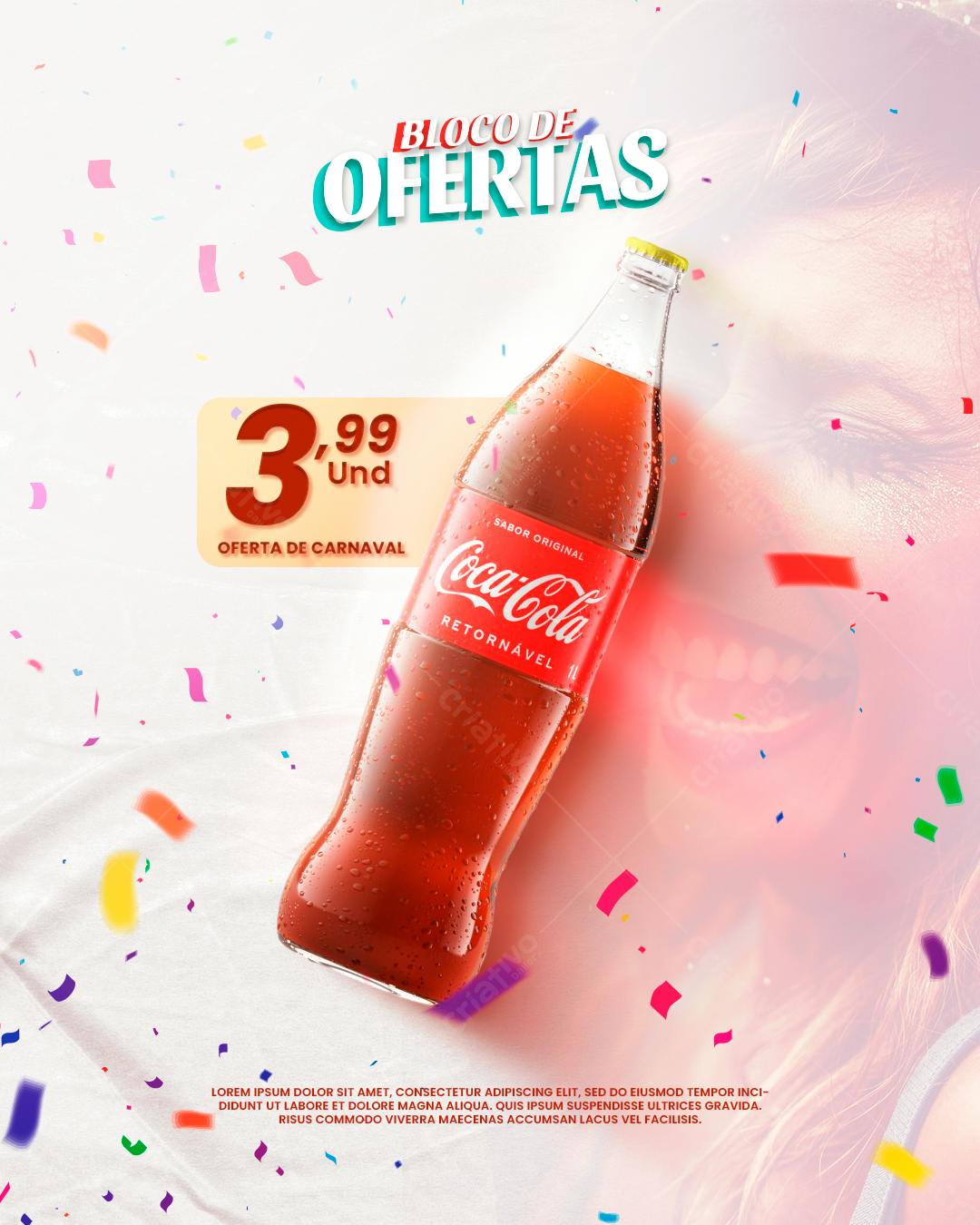 Flyer Oferta Carnaval Coca-Cola PSD Editável