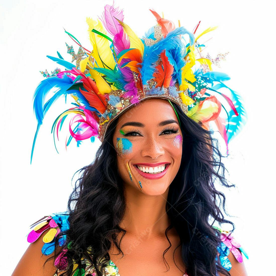 Mulher sorridente com fantasia de Carnaval