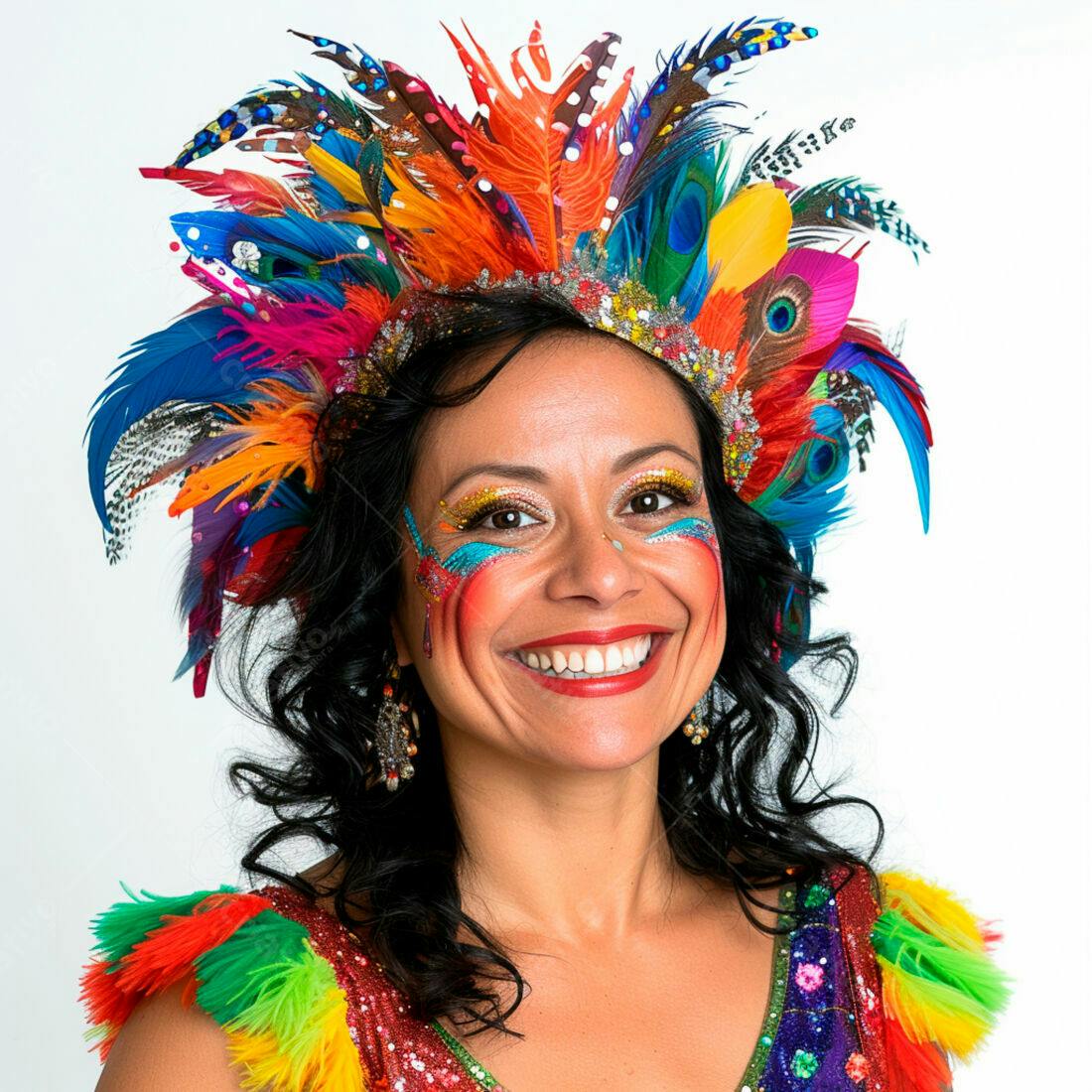 Mulher sorridente com fantasia de Carnaval