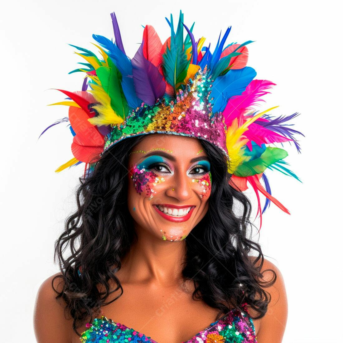 Mulher sorridente com fantasia de Carnaval