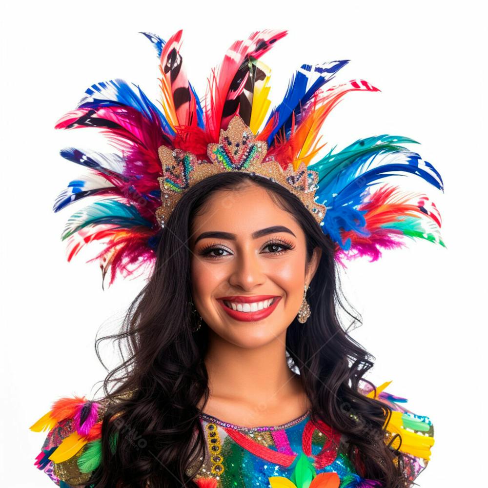 Mulher Com Maquiagem E Adereços De Carnaval 8